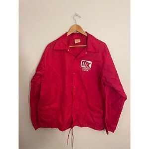 McKeesport Hospital Vintage Red Button Up Jacket Polyester‎ 70s Large Auburn